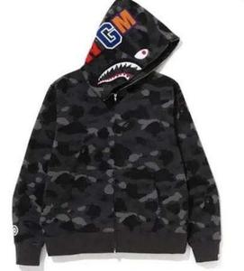 Sweat à capuche décontracté unisexe en molleton 100 % coton avec lettres Bapees et motif requin, haute qualité, collection 2026, style streetwear - Product Image 1