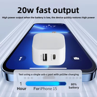 Chargeur rapide 30W double port Type-C PD SCP pour téléphone portable, tablette, appareil photo et écouteurs