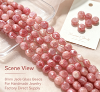 Perles de verre plates en jade de 8 mm, perles rondelles à facettes, perles intercalaires lâches pour la fabrication de bijoux DIY, bracelets, colliers et accessoires