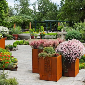 Pots à fleurs au design moderne, jardinières en acier corten, résistantes aux intempéries - Product Image 4