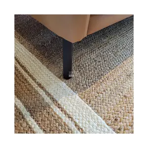 Hand Knitted Organic Hemp Jute Rug Double Stripe Braided Jute Area Rug Rustic Mats For Floor Buy Online