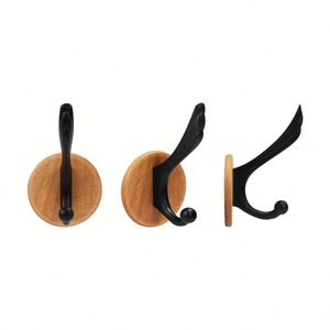 Self-Adhesive Eco-Friendly Multifunctional Wooden Stainless Steel <b>Coat</b> <b>Hook</b> <b>for</b> Clothing Bathroom <b>Wall</b> Mount - Product Image 6