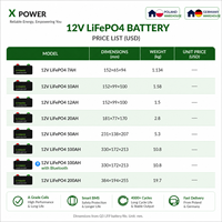 Batterie Lithium LiFePO4 à Décharge Profonde 12.8V 20Ah pour VR, Yacht, Stockage d'Énergie Solaire - Livraison Rapide depuis l'Entrepôt UE - X-Power XP-LFP12100