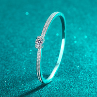 Bracelet Moissanite Double Rangée Complet, Bracelet Jonc Luxe Léger en Argent Sterling 925, Bijoux et Accessoires pour Femme