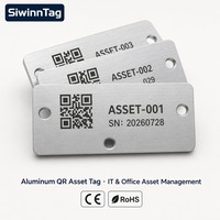 Etiqueta de Identificación QR de Aluminio Anodizado Personalizada, Resistente a la Corrosión, SiwinnTag, Número de Serie Grabado con Láser, Etiqueta para Equipo de Oficina IT, 3M