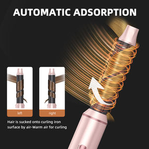 جهاز تصفيف الشعر المتعدد 5 في 1 باللون الوردي الخدود، فرشاة مجفف شعر احترافية، مشط هواء ساخن، عصا تجعيد ومكواة لف الشعر - Product Image 3