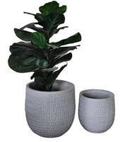 Grand pot de fleurs en fibre léger, élégant et écologique avec trou de drainage pour une utilisation intérieure et extérieure, salle à manger, sol, style moderne et rustique