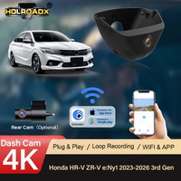 Caméra embarquée Holroadx noire 4K - Conçue sur mesure pour Honda HRV/ZRV 2023-2026 - Angle large de 170° - Double objectif - Enregistrement de vision nocturne