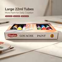 Kit de peinture gouache Kinghan 22 ml, 24 couleurs, couleurs riches, fournitures artistiques pour débutants, création de peinture complète sur toile