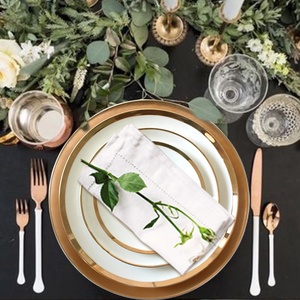 Juego de platos de cerámica para restaurante, vajilla de porcelana blanca y dorada, porcelana china de hueso - Product Image 6