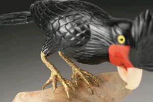 Pájaro de Arte Popular de Ágata Negra/Jaspe Rojo para Regalos Navideños BJ1085 - Product Image 6