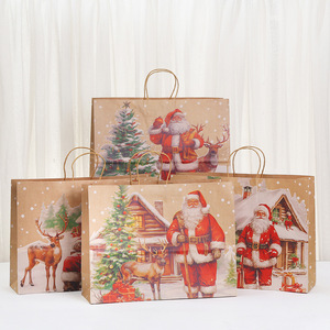 Bolsa de Regalo de la Colección Navideña, Bolsa de Papel Kraft, Santa Claus, Reno, Gran Capacidad, Estilo para Llevar, Venta al por Mayor - Product Image 4