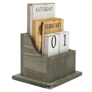 Lingyue Wooden Table <b>Calendar</b> 4.25x3.25x5.75 Inch Desktop Decorative Organizer For Home Office Use - Product Image 2