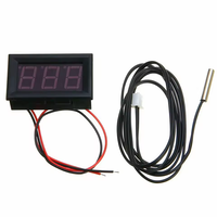 Termometer suhu mobil/reptil, pengukur suhu mobil/tangki akuarium Mini tampilan LED DC 12V merah hijau biru