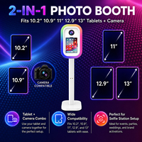 Cabina de Fotos Portátil con Cámara DSLR, Marco Metálico Ovalado, Impresión Instantánea, Compatible con iPad, para Fiestas de Cumpleaños