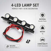 Lumière de toit brillante, 4 lampes LED pour voiture RC 1/18, pièces en plastique durable