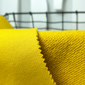 Vente en gros 380 Gsm <span class=keywords><strong>Moutarde</strong></span> Jaune French Terry 100% Coton Tissu à capuche biologique Premium Heavyweight pour garçons et filles costumes - Product Image 1