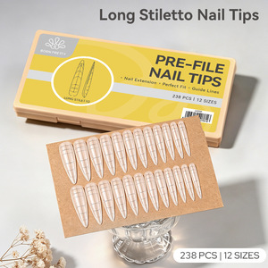 238 faux ongles mats givrés à couverture complète, sans ponçage, avec lignes de positionnement, pour manucure artificielle, vente en gros - Product Image 1