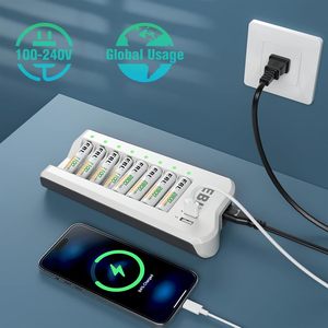 EBL Paquete de 16 Pilas Recargables AA de Ni-MH de 2300 mAh con Cargador de Pilas AA/AAA Recargable y 2 Puertos de Carga USB - Product Image 2