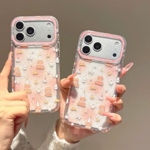 Coque de téléphone transparente avec motif ours mignon à nœud et chiot, protection latérale de style dessin animé, couleurs variées, pour iPhone 15 16 17 Pro Max, personnalisable OEM - Product Image 6