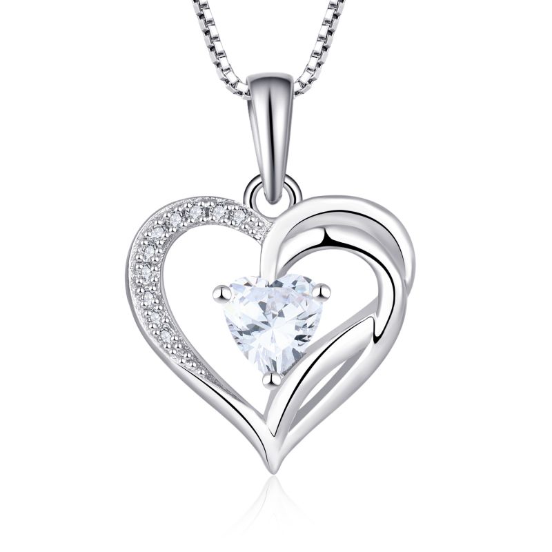 Trendy Gemstone Crystal Love Charm Jewelry In Heart Shape Pendant Silver 925