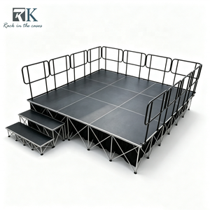 ชุดเวทีกลางแจ้งและในร่ม ระบบอุปกรณ์เวทีแบบกำหนดเอง แท่นเวทีอลูมิเนียมอัจฉริยะ พร้อมราวกันตกและบันไดสำหรับขาย - Product Image 1