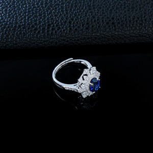 Anillo de Lujo de Plata de Ley S925 con Zafiro Azul Cultivado en Laboratorio, Corte Redondo, Joyería Fina para Mujer, Anillo de Compromiso, Boda, Uso Diario, Fiesta, Venta al por Mayor - Product Image 2