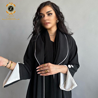 Zaynab Open Kimono Hoodie Magnifiquement Agrémentée Ramadan Abaya pour Femme Arabie Saoudite Style Respirant Robe Musulmane