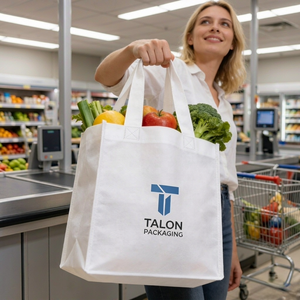 Bolsas de Compra Reutilizables Ecológicas, Laminadas, Económicas, Extra Grandes, con Logotipo Personalizado Impreso, de Tela No Tejida, para Supermercado - Product Image 1