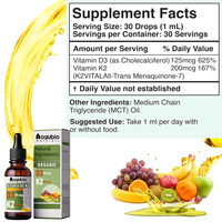 Suministro de fábrica Vitamina D3 K2 5.000 IU Gotas líquidas Aceite MCT Omega 3 Gotas de suplemento de vitamina D líquida