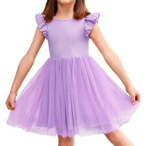 Le ragazze vestono in poliestere Boho Party viola con maniche a trapezio abiti estivi larghi per 2-6 anni abiti Tutu per bambini - Product Image 1