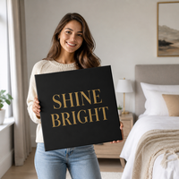 Tableau mural personnalisé sur toile SHINE BRIGHT, citation inspirante dorée, peinture sur toile tendue pour chambre à coucher