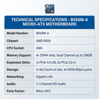 Carte mère B550M-A, socket AMD AM4, prend en charge la mémoire DDR4 128 Go, carte mère Micro-ATX, PCIe 4.0 M.2 Gen4, 1 Go LAN pour la construction de PC professionnels
