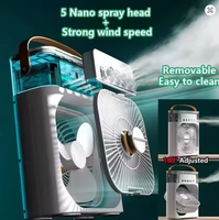 Ventilateur-climatiseur portable 3-en-1 mini, humidificateur, veilleuse LED, vitesse du vent réglable, refroidisseur de bureau silencieux 36 dB, commande tactile