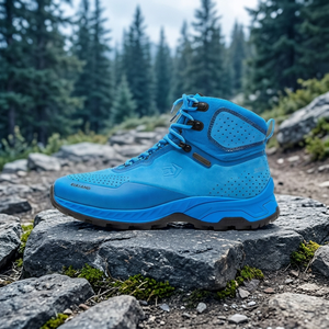 Elkland Men's Blue Hiking <b>Boots</b> Synthetic Upper Rubber Outsole Waterproof Breathable All Seasons Trekking Shoes - Product Image 1