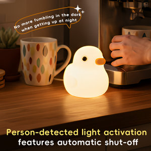 Veilleuse à capteur LED, veilleuse en silicone en forme de canard mignon, lampe de table rechargeable, veilleuse à détection de mouvement pour maison intelligente - Product Image 1