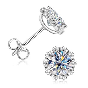 1 Fine Copper 14K Gold Plated Anti Tarnish Rabbit Arrow Bezel <b>Set</b> Round Cut 2CT VVS GRA Moissanite Jewelry Fashion <b>Stud</b> <b>Earrings</b> - Product Image 1