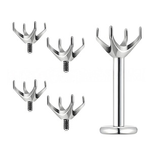 Soporte de broca de cuatro mandíbulas de aleación de titanio G23 con circonita rosa y rosca externa para joyería DIY, para perforaciones de oreja, labio y cartílago. - Product Image 2