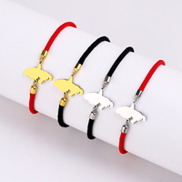 Simple Stainless Steel Glossy Martinique Outline Bracelet for Men and Women Fashionable Red and Black Rope Bracelet