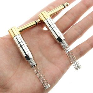 Gold Plated 6.35mm Audio <b>Plug</b> 90 Degree Right Angle Connector For Microphone Mixer Zinc Alloy Material - Product Image 1
