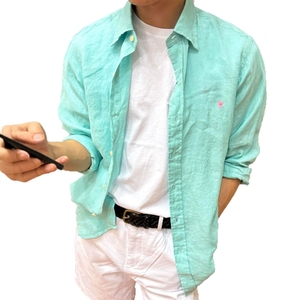 <span class=keywords><strong>Camicia</strong></span> Vintage RL Raff Logo Primavera/Autunno in <span class=keywords><strong>Lino</strong></span>/Cotone da <span class=keywords><strong>Uomo</strong></span> con Cerniera e Design Ricamato, Protezione Solare, Anti-Pilling, ODM - Product Image 2