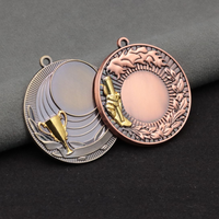 Médaille vierge en alliage de zinc multi-formes de qualité supérieure, finition polie, personnalisable avec gravure laser au centre, pour événements sportifs et récompenses d'entreprise