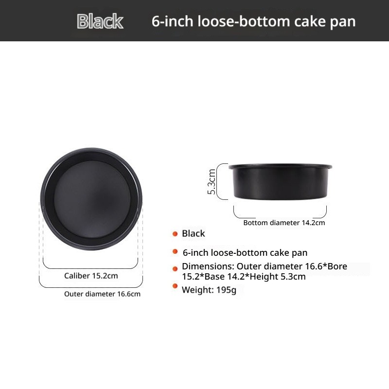 (Negro) Molde de fondo vivo de 6 pulgadas