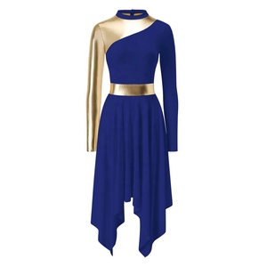 blue and gold praise dance dress Danzcue Praise Dance Cross Long Dress Black-Gold / S-Adult