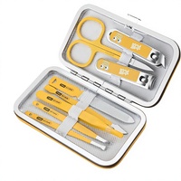 Kit de 8 outils de manucure et pédicure en carbone : Coupe-ongles, repousse-cuticules, pince à cuticules, outils de soin des ongles des pieds, outils de coupe des sourcils