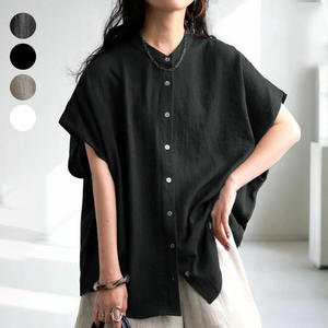 Nuova Camicia Estiva da Donna <span class=keywords><strong>con</strong></span> Design Giapponese di Nicchia, Tinta Unita, Stile Retrò, Comoda, Casual, <span class=keywords><strong>con</strong></span> <span class=keywords><strong>Maniche</strong></span> <span class=keywords><strong>a</strong></span> <span class=keywords><strong>Pipistrello</strong></span> e Scollo <span class=keywords><strong>a</strong></span> V, di Tendenza - Product Image 1