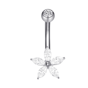 Sexy oro <span class=keywords><strong>argento</strong></span> <span class=keywords><strong>Piercing</strong></span> all'<span class=keywords><strong>ombelico</strong></span> <span class=keywords><strong>Piercing</strong></span> anelli fiore ciondola CZ zircone fiore <span class=keywords><strong>ombelico</strong></span> anello - Product Image 2