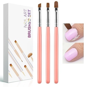 Pinceaux à ongles en gel plats/ovales/angulaires, pour la création d'art des ongles, la peinture DIY et le nettoyage des erreurs de pose sur les cuticules - Product Image 1