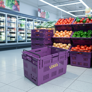 Sac de <span class=keywords><strong>livraison</strong></span> avec poignées ergonomiques en plastique maillé, boîtes de rangement réutilisables et personnalisables - Écologiques et durables - Product Image 1