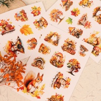 JAI IMAN 12 papiers A5 et 64 autocollants DIY Vintage Squirrel Forest Junk Journal Kit Scrapbook Decor Paper